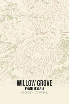 Vintage landkaart van Willow Grove (Pennsylvania), USA. van MijnStadsPoster