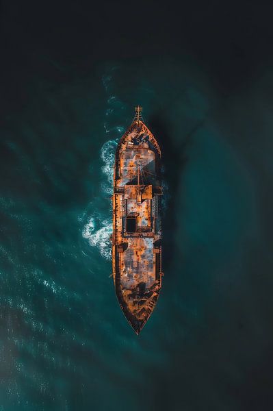 Boot im blauen Ozean von fernlichtsicht