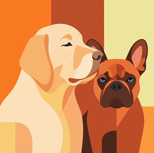 Japandi pets, Tangerine Twist: Modern Minimalistisch Hondenportret