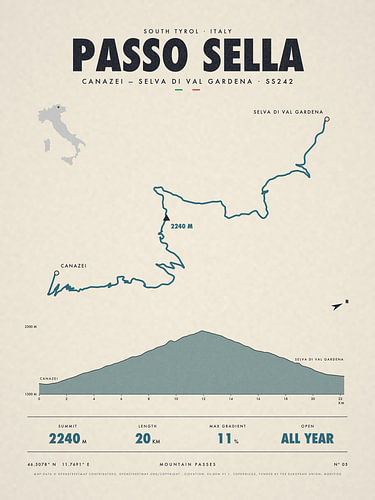 Bergpaskaart Passo Sella, Italië