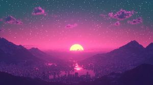 Vaporwave 80s Sonnenaufgang