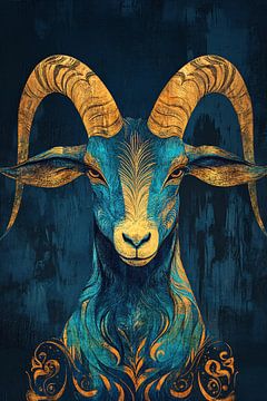 Blauwe geit met gouden details van Imperial Art House