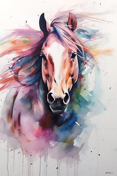 Abstract colourful watercolours of animals. by Gelissen Artworks