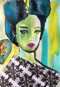 Geisha en bleu