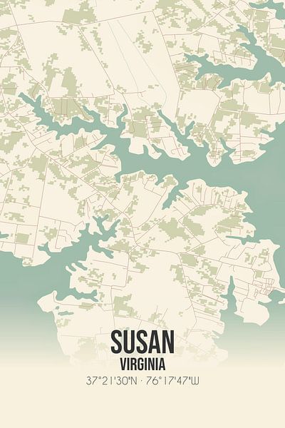 Carte ancienne de Susan (Virginie), États-Unis. par Affiches de lieux