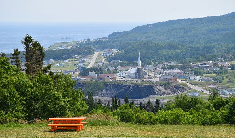 View of the village on a summer day by Claude Laprise