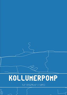 Blauwdruk | Landkaart | Kollumerpomp (Fryslan) van Rezona