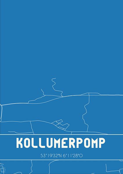 Blaupause | Karte | Kollumerpomp (Fryslan) von Ortsdrucke