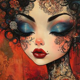 Wunderschönes Frauenporträt mit Details von Blickfänger Gemälde