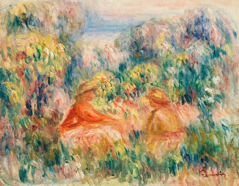Zwei Frauen in einer Landschaft, Pierre-Auguste Renoir (1918) von Atelier Liesjes