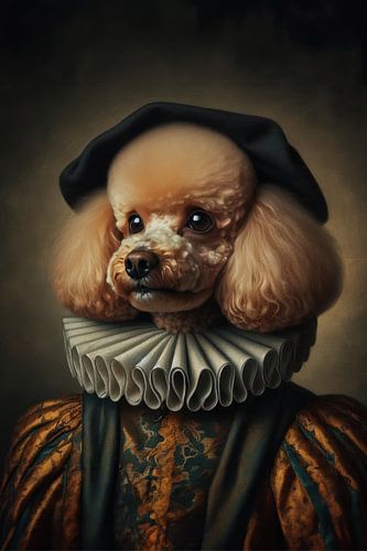 Renaissance poodle portrait