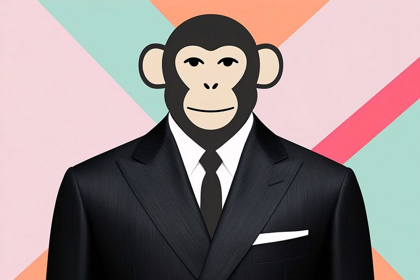 Singe en costume noir élégant par Art & Soul Creations