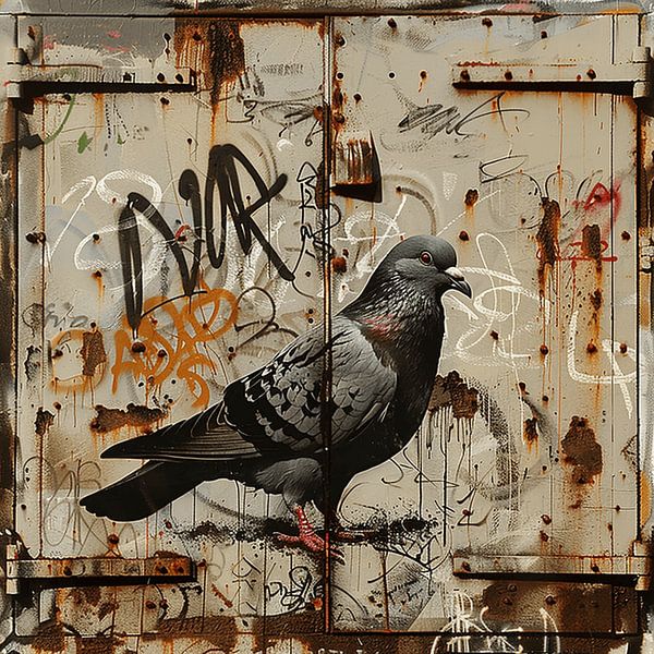 Graffiti carrier pigeon rust metal urban detailed natural by gm_designs