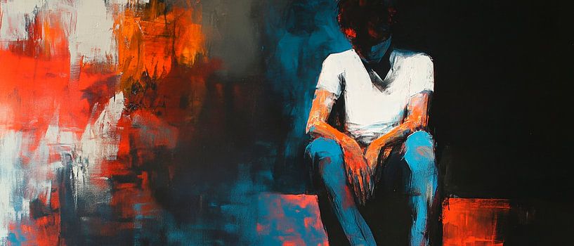 Thoughtful boy in a play of colours by Poster Art Shop