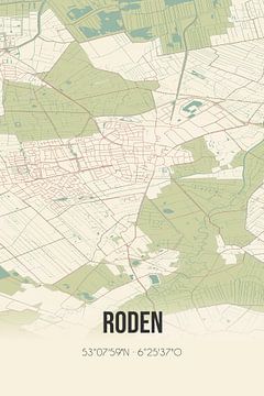Vintage landkaart van Roden (Drenthe) van MijnStadsPoster