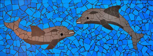 Mosaic of dolphins - Art by Carla Caribbean