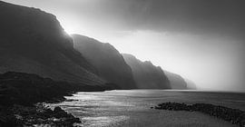 Stunning Black and White Landscape of Los Gigantes Cliffs in Ten by PhotoCluster