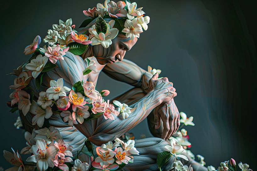 Porträt mit Blumen von Egon Zitter