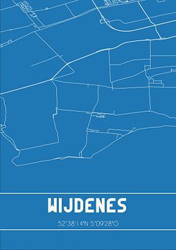 Blauwdruk | Landkaart | Wijdenes (Noord-Holland) van MijnStadsPoster