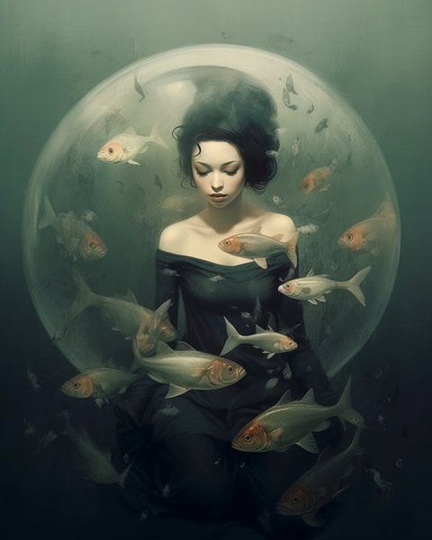 Contemporary portrait &quot;In my own bubble&quot; by Carla Van Iersel
