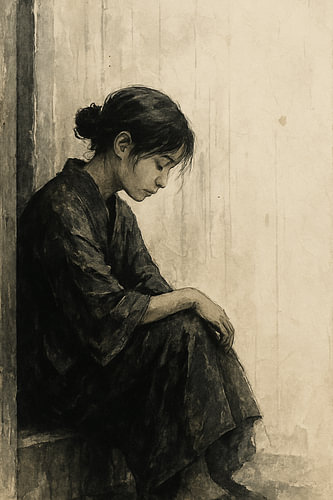 Sanfter Widerstand – Japandi-Porträt mit Sumi-Wash und