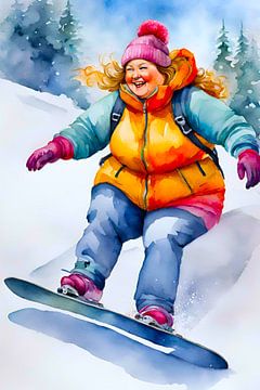 cosy lady snowboarding sur De gezellige Dames