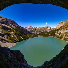 view over the lake oeschinensee by Mark Lenoire