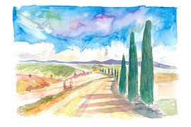 Rustikale Toskana-Straßen zu Weingütern und Landgütern