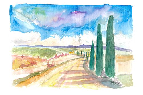 Routes toscanes rustiques vers les vignobles et les fermes