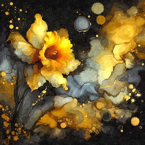 Daffodil – Golden Daffodil in an abstract whirl of colour