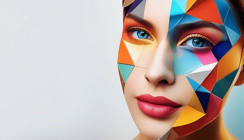Vrouwengezicht met verschillende kleuren