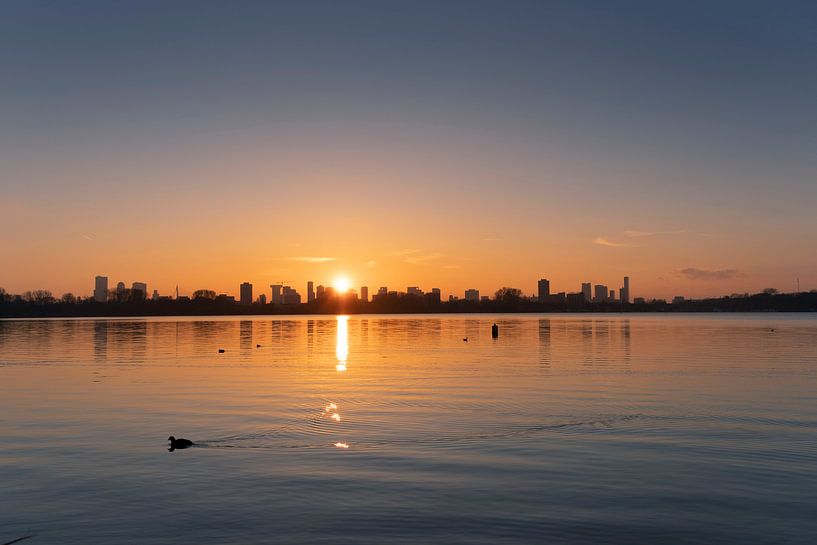 Magnifique coucher de soleil sur le Kralingse Plas par Tjeerd Kruse