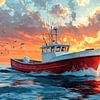 Vibrant Fishing Boats on Serene Waters by robby akrim