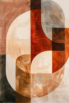 Geometrische abstractie in aardetinten van Poster Art Shop