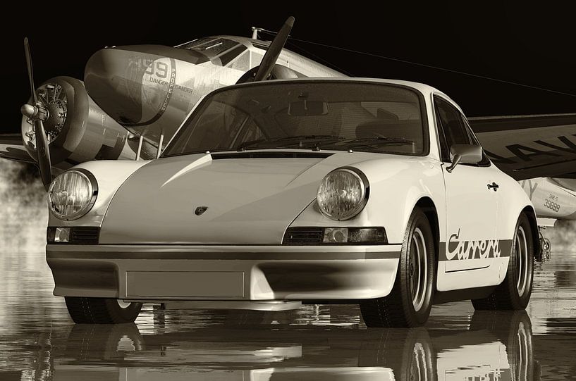 Photo en noir et blanc d'une Porsche 911 Carrera par Jan Keteleer