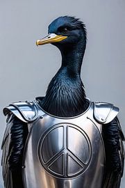 A flock of cormorants in knight’s armour by Liona Toussaint