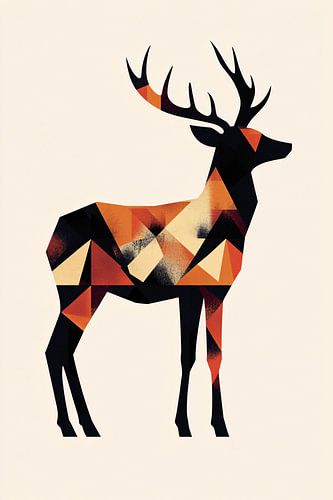 Geometrisch hert in warme tinten