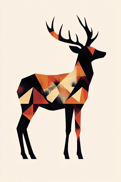 Geometric deer in warm shades by Imperial Art House