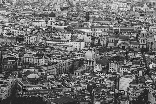 Praag vanaf boven in zwart wit