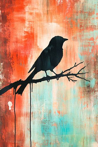 Vogel silhouet op tak