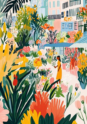 The Flower Market – Floral Illustration Print by Anna Klook
