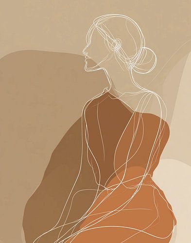 Vrouw in lijnen van terracotta