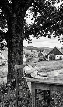 A Charming Moment Traditional Outdoor Breakfast in a German Village