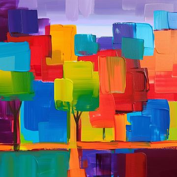 Een Abstracte Reflectie van Kleurrijke Bosillusies van Color Square