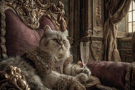 Porträt einer königlichen Katze im Stil der alten Meister von Joriali Fine Art