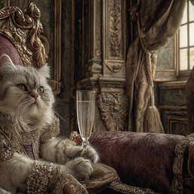 Portrait d'un chat royal dans le style des maîtres anciens sur Jorali Beaux-Arts