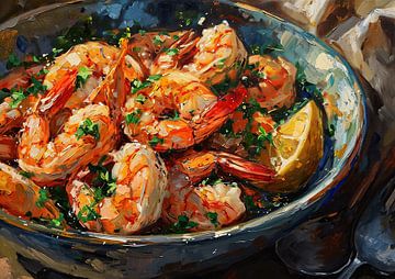 Grilled Shrimp Feast | Shrimp Artwork by ARTEO Paintings