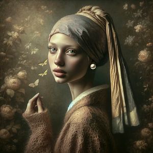 Fille moderne avec le pareI Johannes Vermeer "Whispers in Bloom&quot ;
