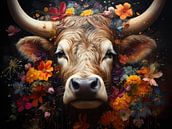 Highlanders in Flowers Embrace by Eva Lee thumbnail