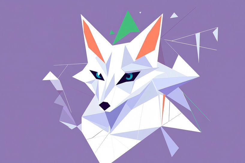 Geometrische Eleganz – Fox Portrait  Kreativer Fuchs – face von Poster Art Shop